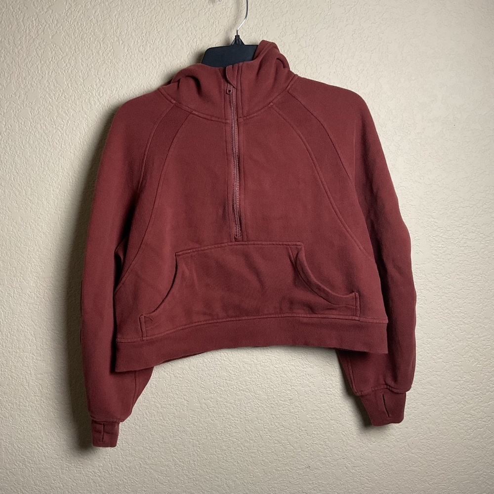 CRZ Yoga Womens Small Cropped Fleece Lined Half Zipper‎ Funnel Neck Hoodie - Picture 1 of 7